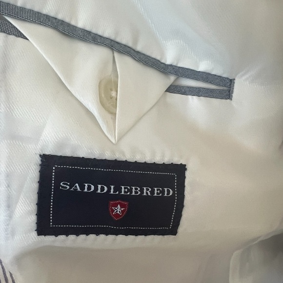 Saddlebred men’s sport coat size 38 regular 100% cotton blue white newer prep - Picture 12 of 13